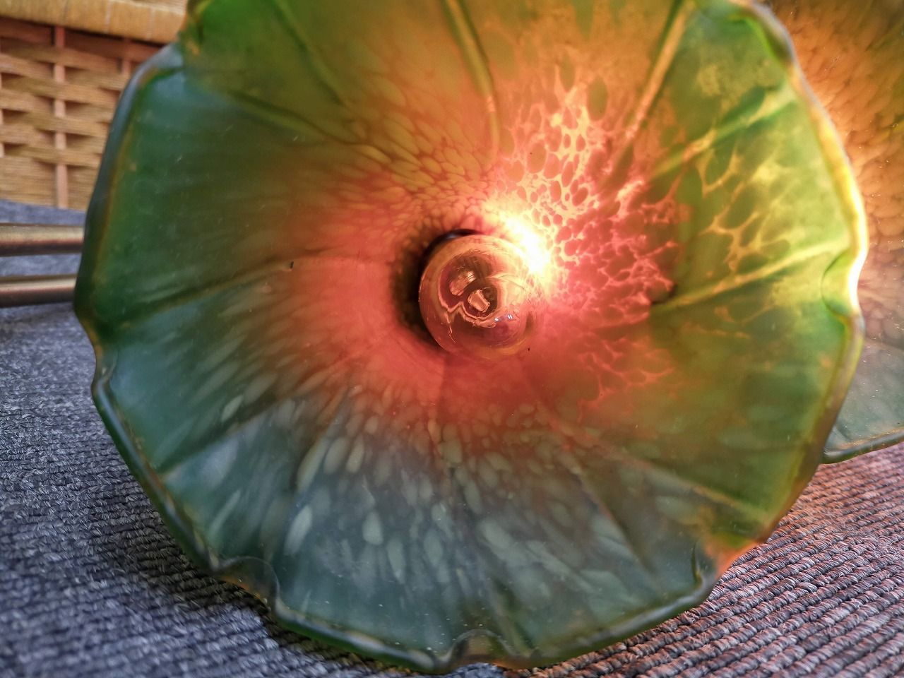 アンティーク調 2灯 フラワー テーブルランプ 高さ41cm 修理前提