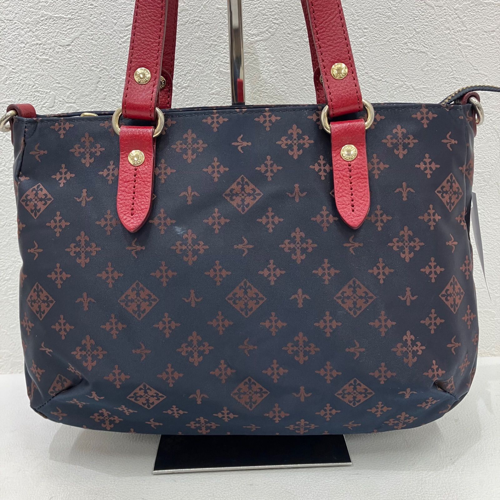 russetラシット トートバッグ モノグラム 紺 赤 良品 正規品 ラシット 