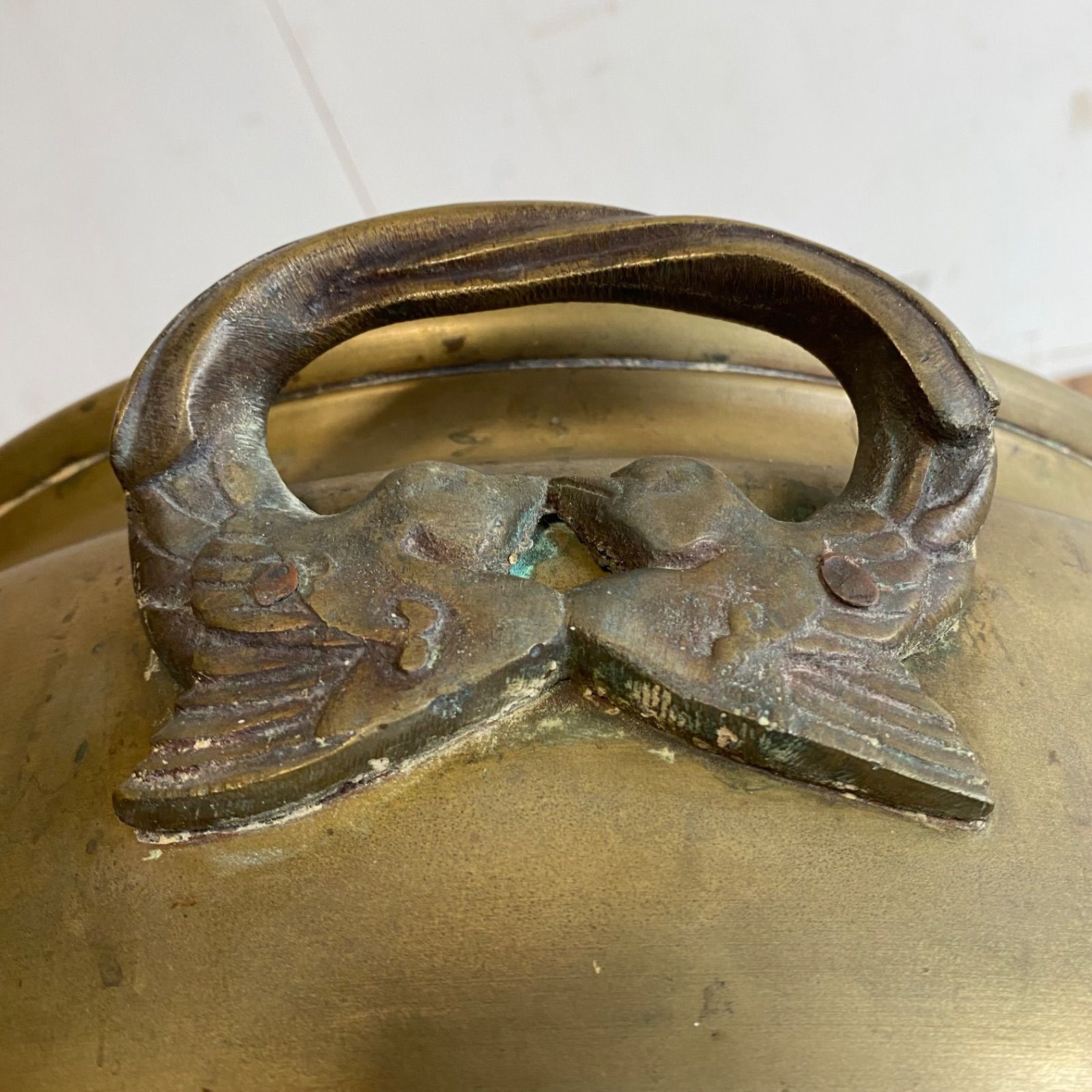 アンティーク 火鉢 金属製 青銅 木製台座付き Y673 - メルカリ