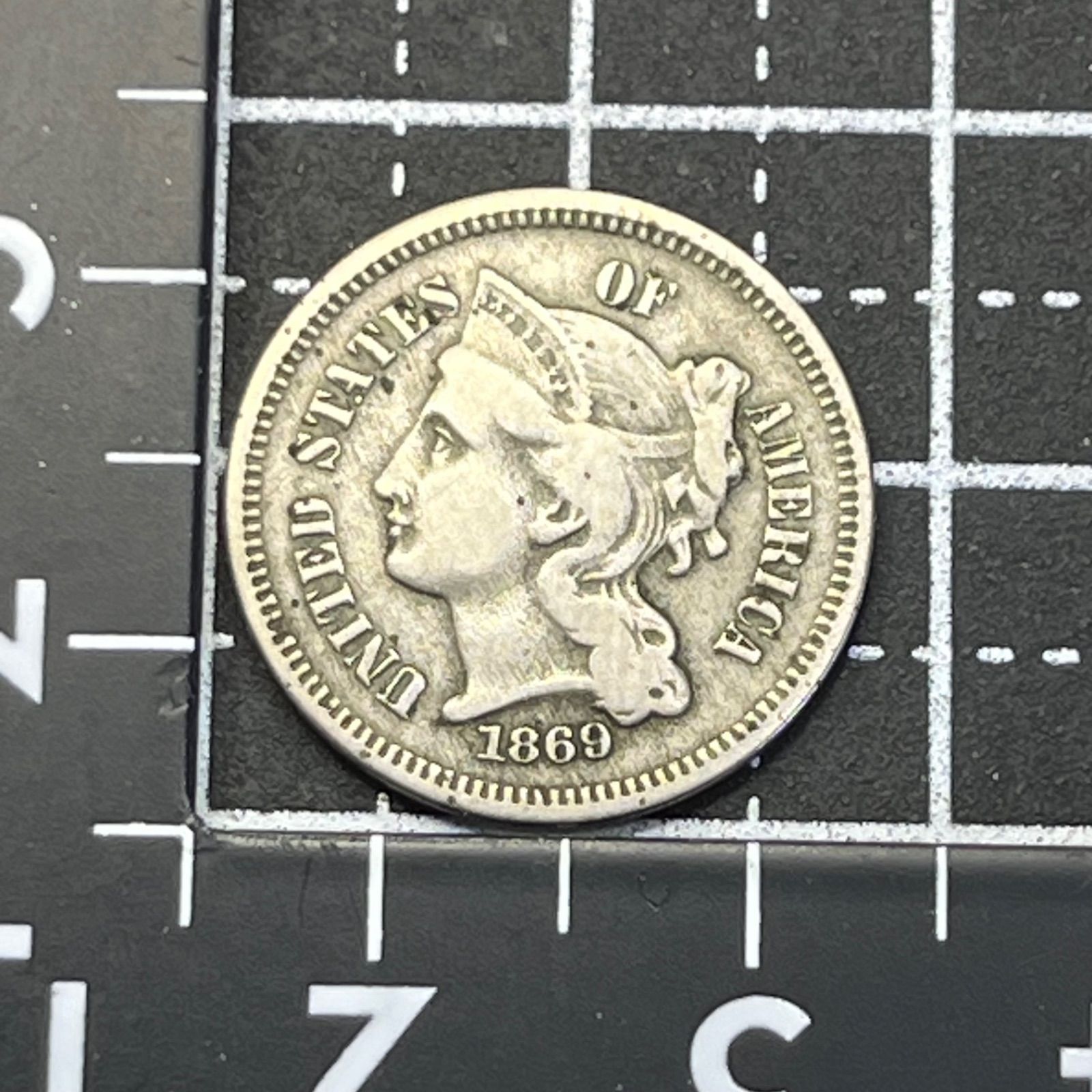 1869年 アメリカ 3セントニッケル III Three Cent Nickel 白銅貨 134