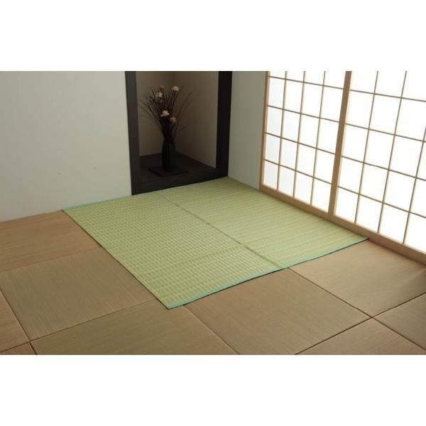い草風 ラグマット⁄絨毯 〔ベージュ 江戸間6畳 約261cm×352cm〕 洗える