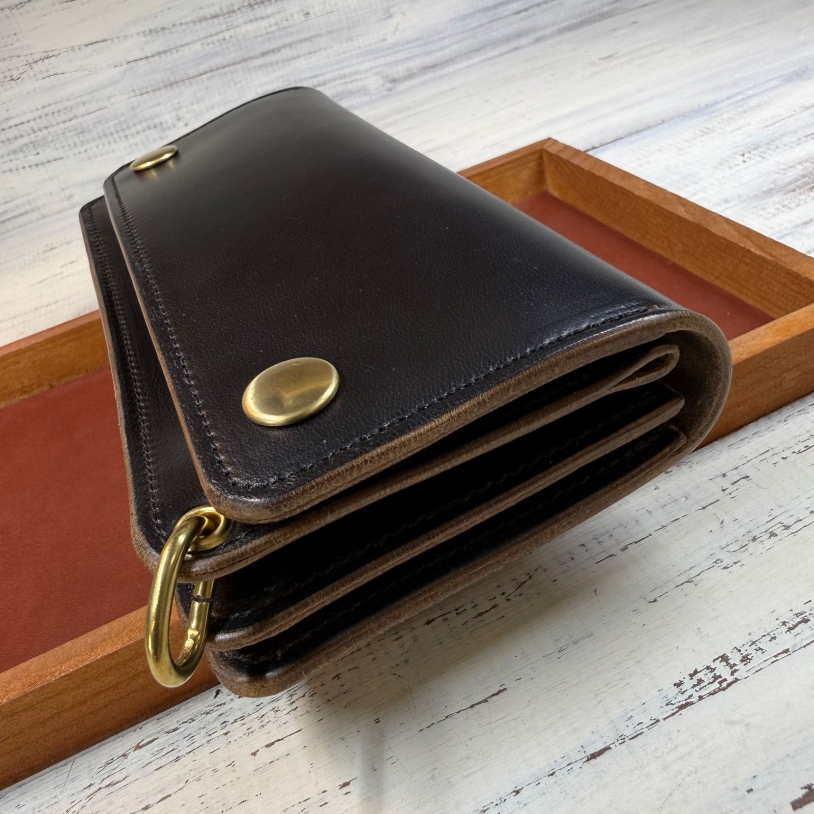 トラッカーウォレット ロング 3層】ホースバット ゴールド universal