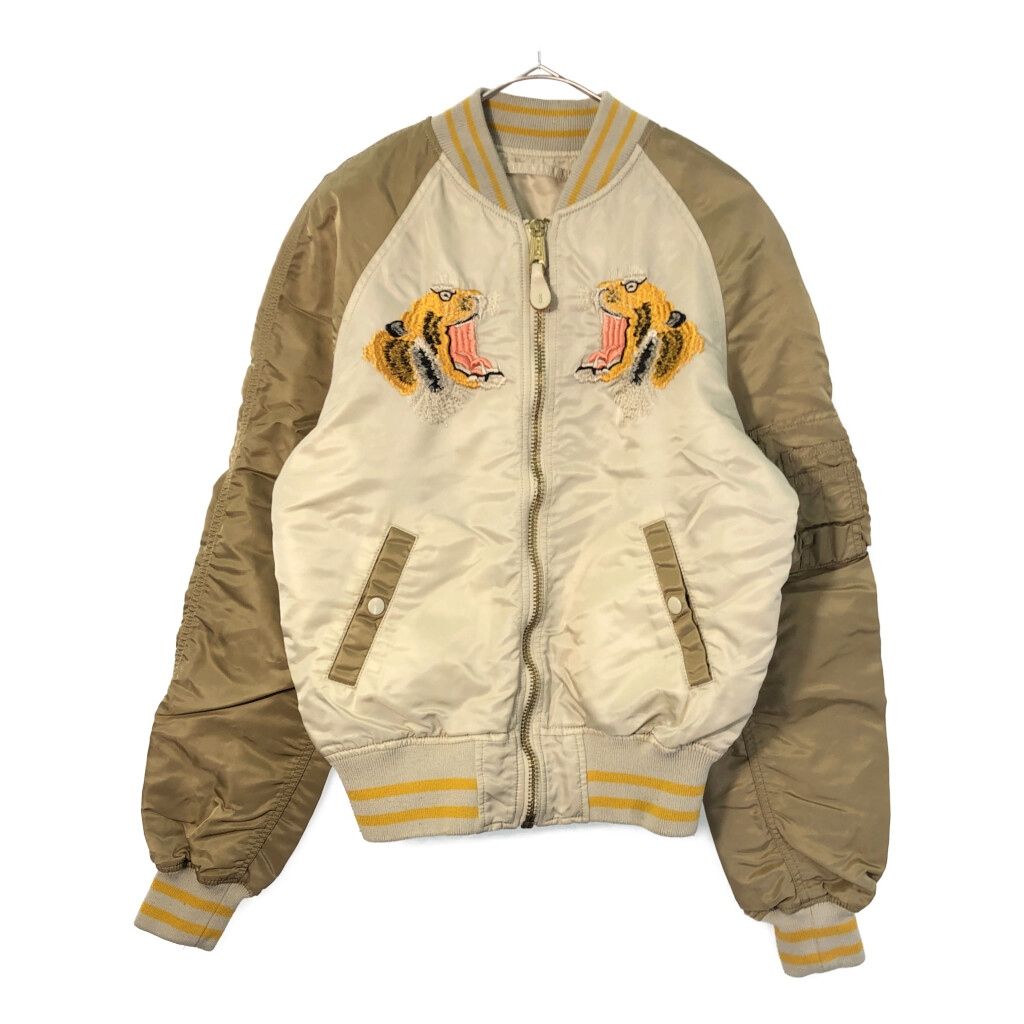 ALPHA INDUSTRIES アルファ インダストリーズ リバーシブル スーベニアジャケット ベージュ(メンズ SMALL)中古 古着 X3264 ALPHA INDUSTRIES アルファ インダストリーズ リバーシブル スーベニア