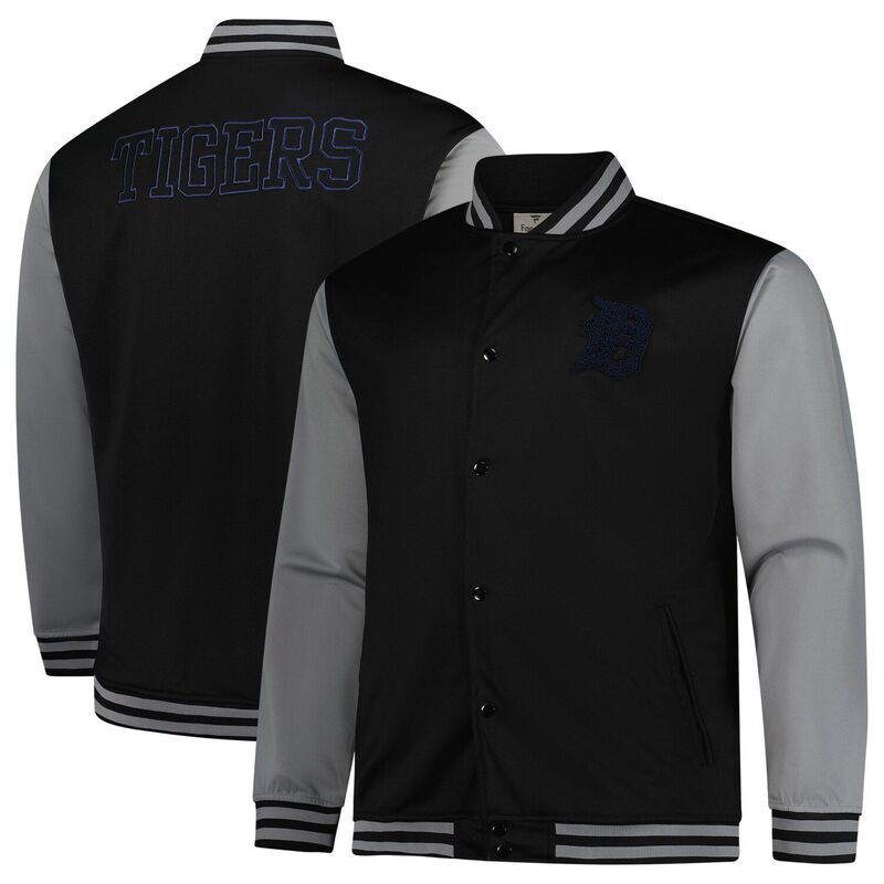 プロファイル メンズ アウター ジャケット・ブルゾン MensProfile BlackGray Detroitigers FullSnap Varsity Jacketgr Black ブラック