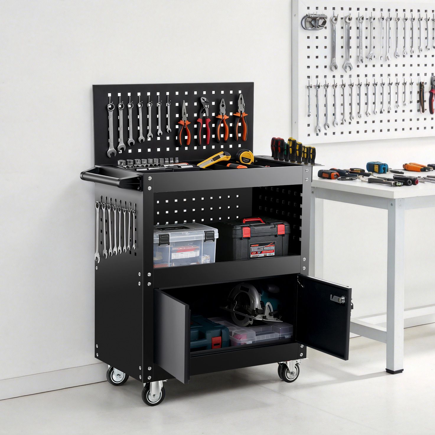 2個」全新品 ツールキャビネット 2in1 ツールワゴン ツールカート工具 