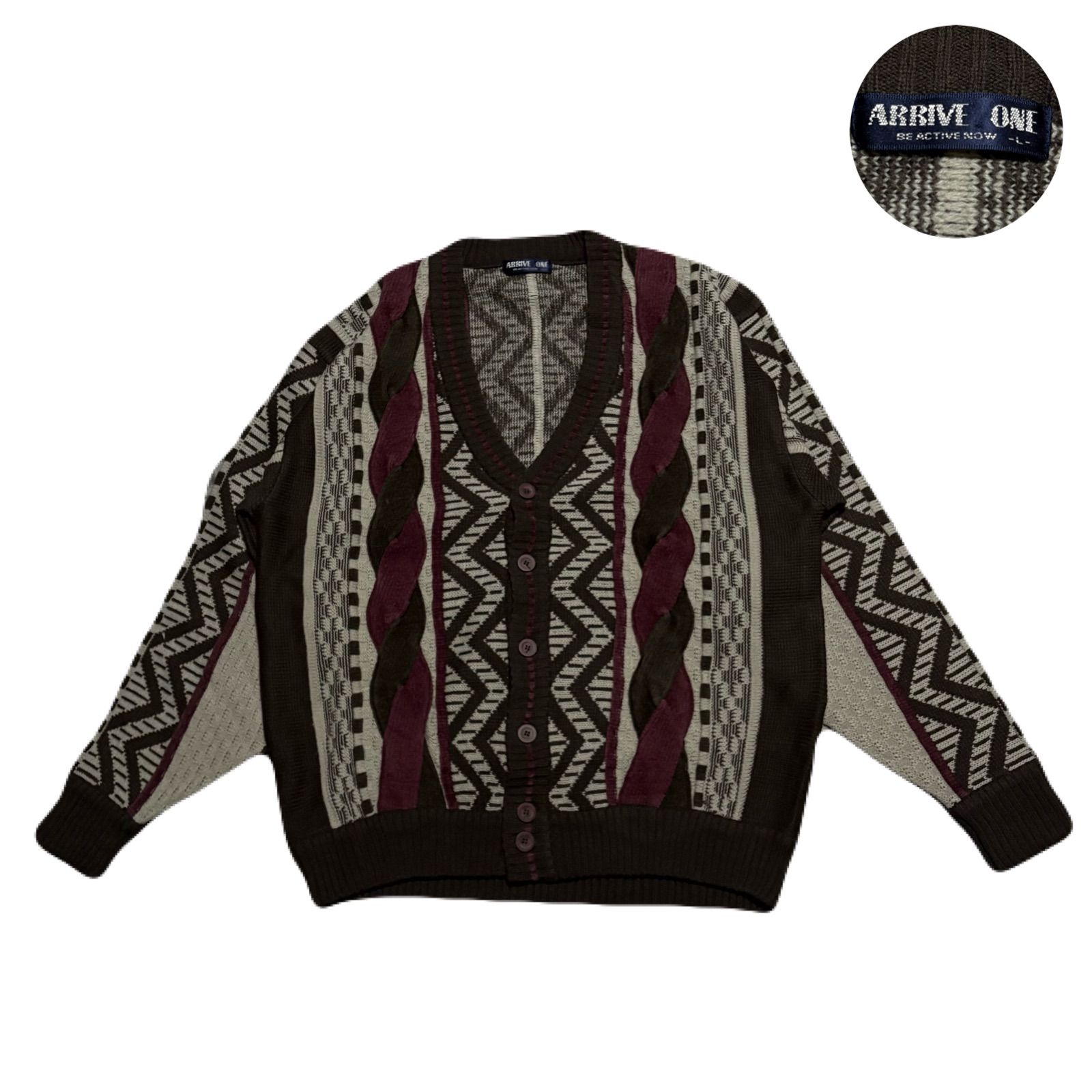 Vintage ヴィンテージ Cardigan カーディガン Knit ニット 3Dニット