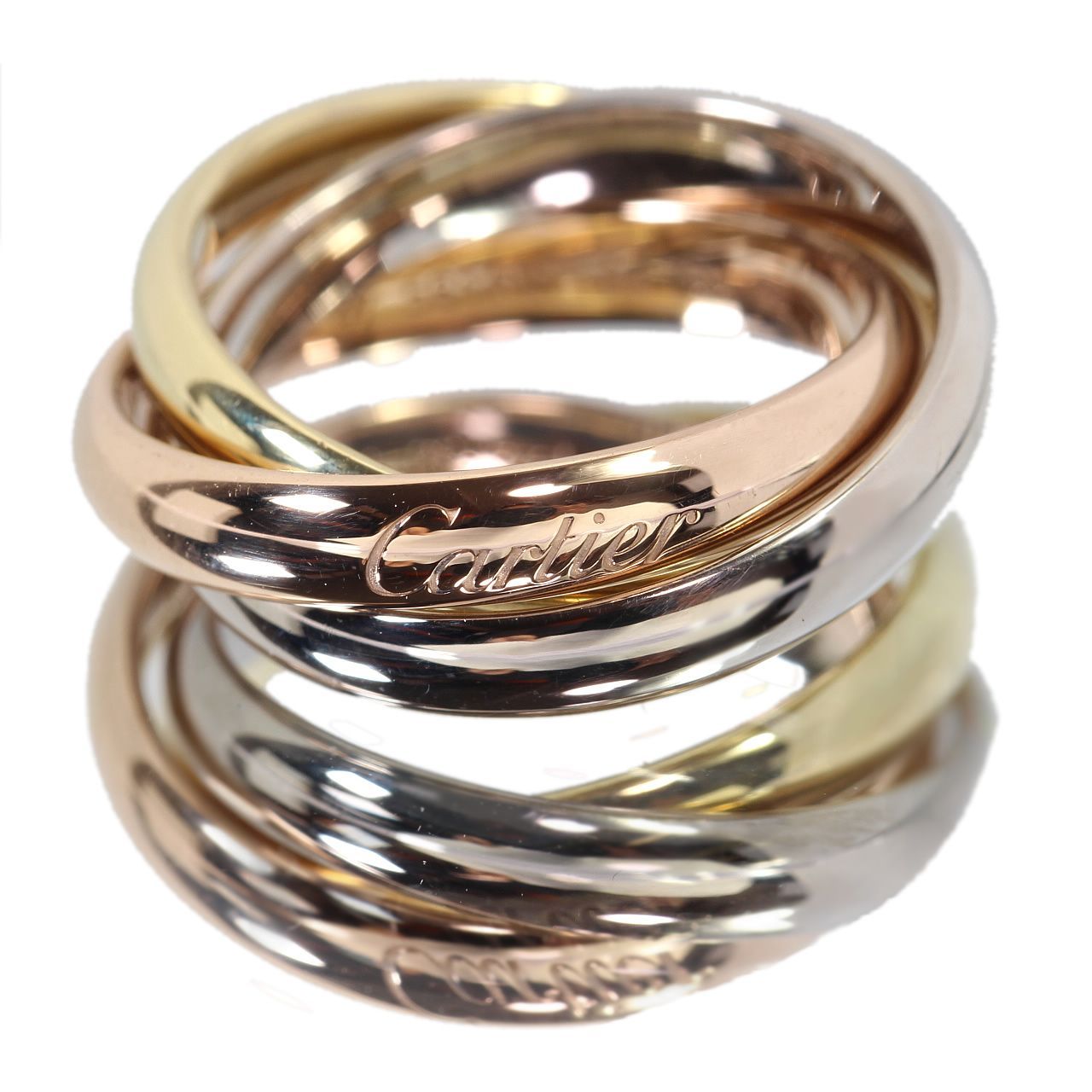 美品 カルティエ Cartier トリニティ リング クラシック 750 3連 
