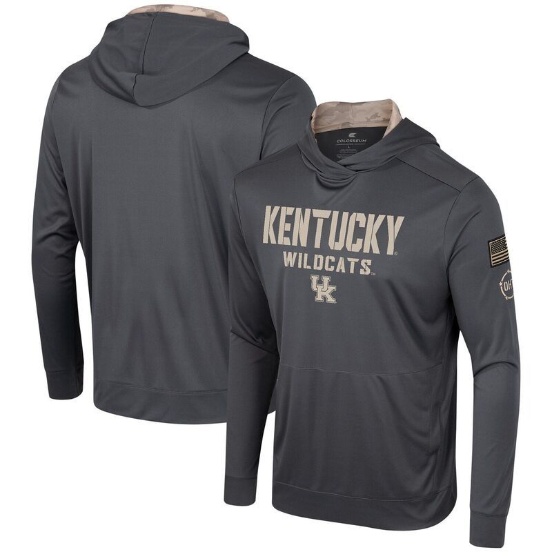  コロシアム メンズ トップス Tシャツ パーカー Mens Colosseum Charcoal Kentucky Wildcats OHT Military Appreciation Long Sleeve Hoodie TShirt Ken Charco Tシャツ
