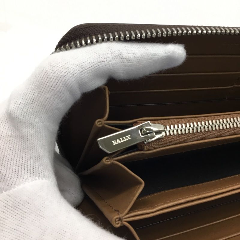 BALLY【バリー】ラウンドファスナー長財布 レザー ブラウン系 メンズ