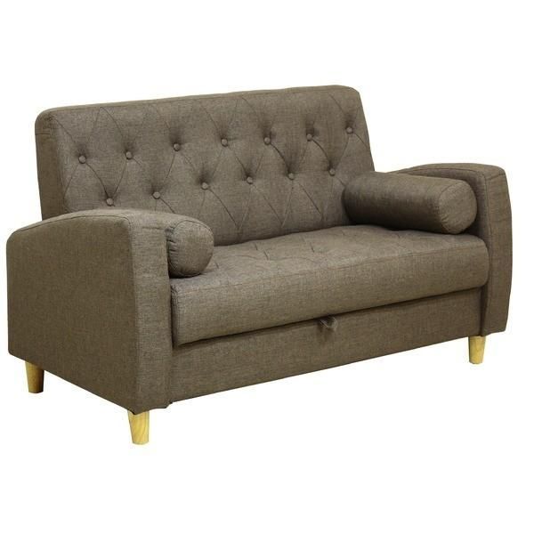 ソファー 約幅123cm 2人掛け ブラウン ファブリック 座面下収納 クッション 肘付き 脚付き リビング ダイニング インテリア家具