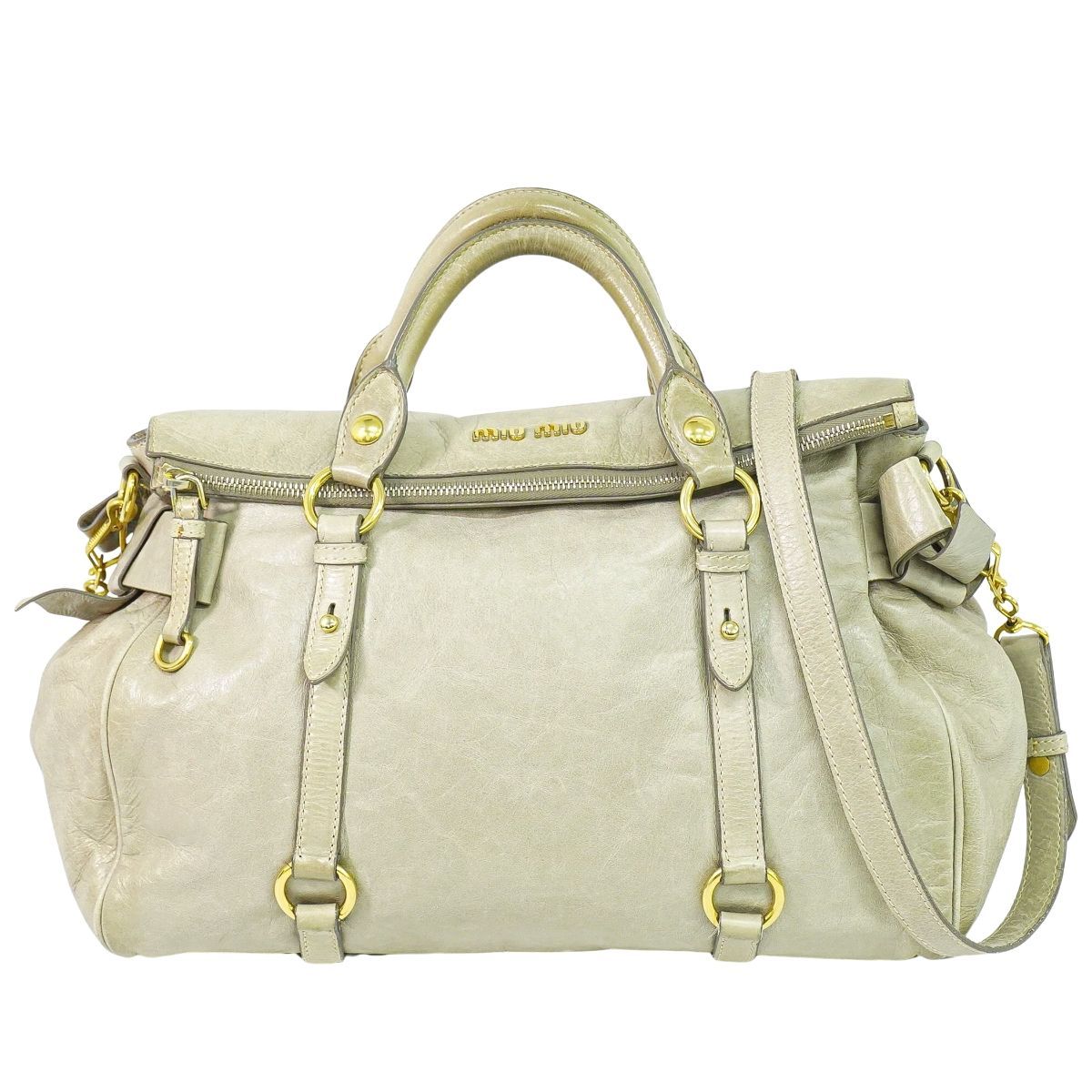 本物 ミュウミュウ MIU MIU レザー 2WAY ショルダーバッグ 