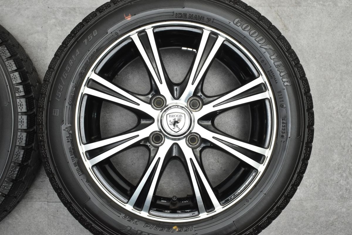 バリ溝 美品】BROOK 14in 4.5J +45 PCD100 グッドイヤー アイスナビ7 