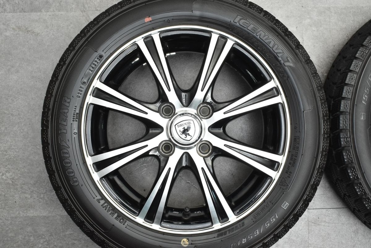 バリ溝 美品】BROOK 14in 4.5J +45 PCD100 グッドイヤー アイスナビ7 