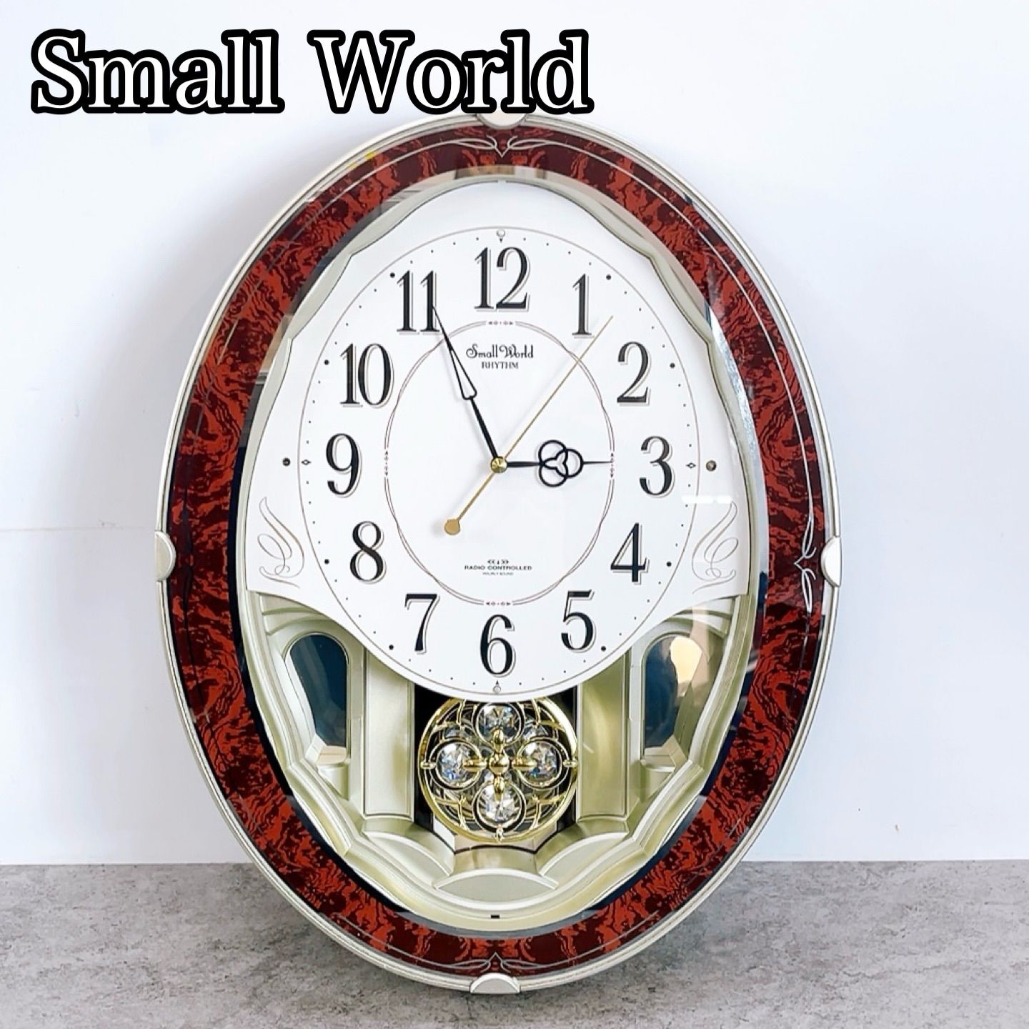 H-1055 Small World RHYTHM 4MN520RH 電波からくり時計 パール×レッド 