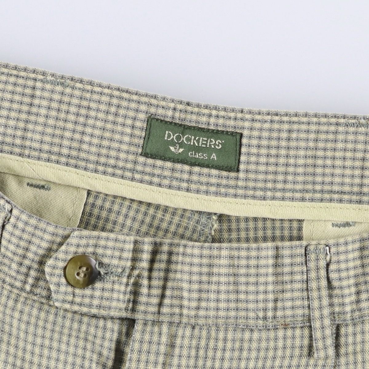 古着 90年代 ドッカーズ DOCKERS class A チェック柄 ツータック コットン×リネンパンツ スラックス メンズw34相当 ヴィンテージ/eaa616378 古着 90年代 ドッカーズ DOCKERS class A チェック柄 ツータック