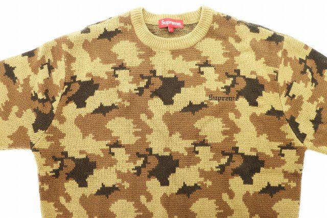 シュプリーム SUPREME 16AW Camo Sweater ロゴ 刺繍 カモ クルーネック 