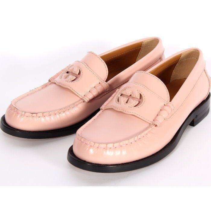 GUCCI グッチ ローファー GGロゴ 37.5 24cm お値下げ!】 GUCCI グッチ インターロッキングG ローファー ピンク