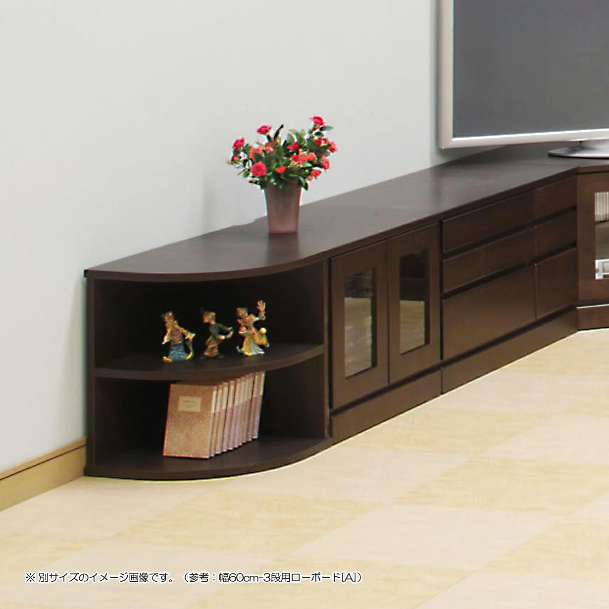 ローボード テレビ台 TV台 ガラス扉 幅60cm 高さ39cm 2段用 収納家具 