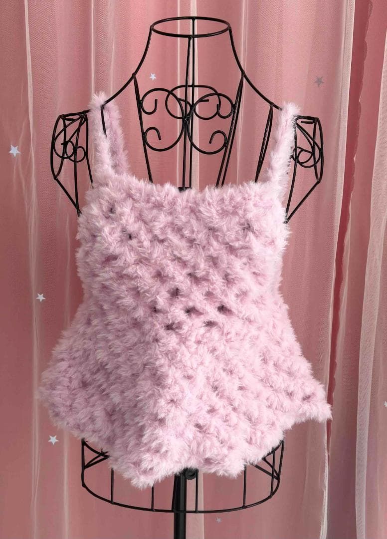 モコモコファーのビスチェ ピンク ※ハンドメイド