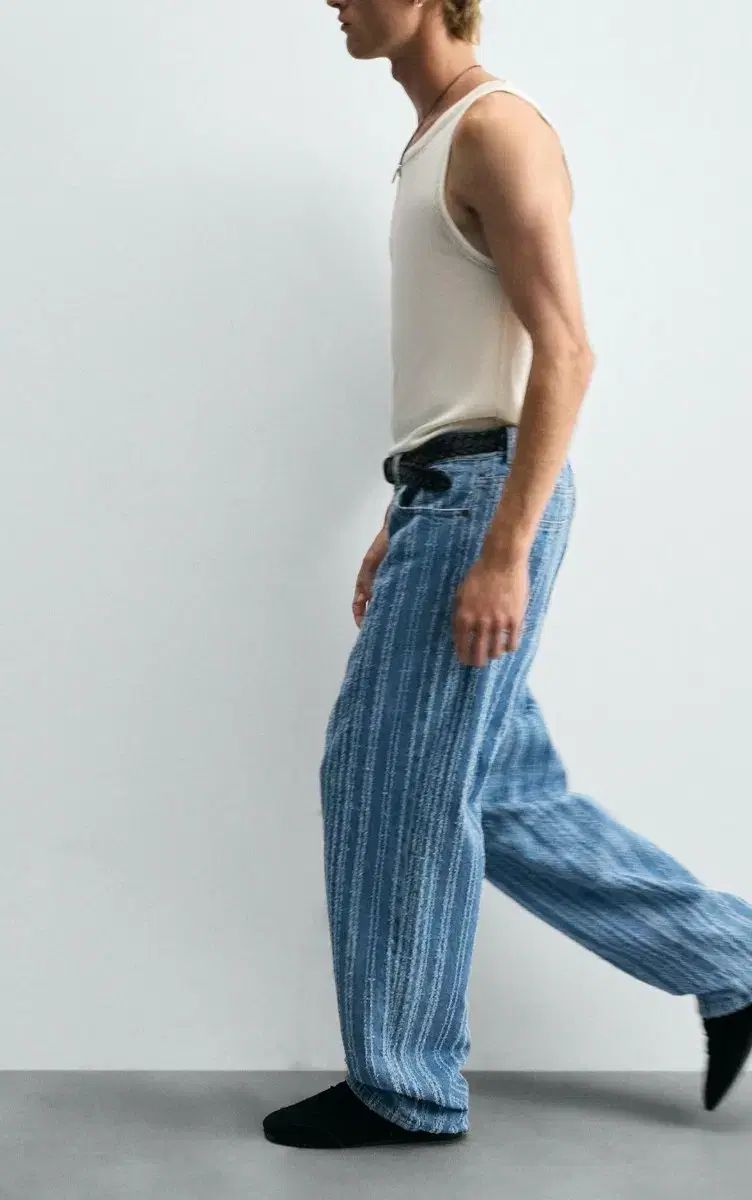 ZARA ストライプ 텍스쳐 インディゴ デニム 31 サイズ (40)