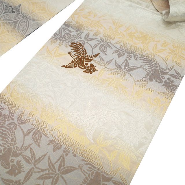 新古品】 袋帯 未使用 フォーマル リバーシブル 両面 全通 正絹 金銀箔