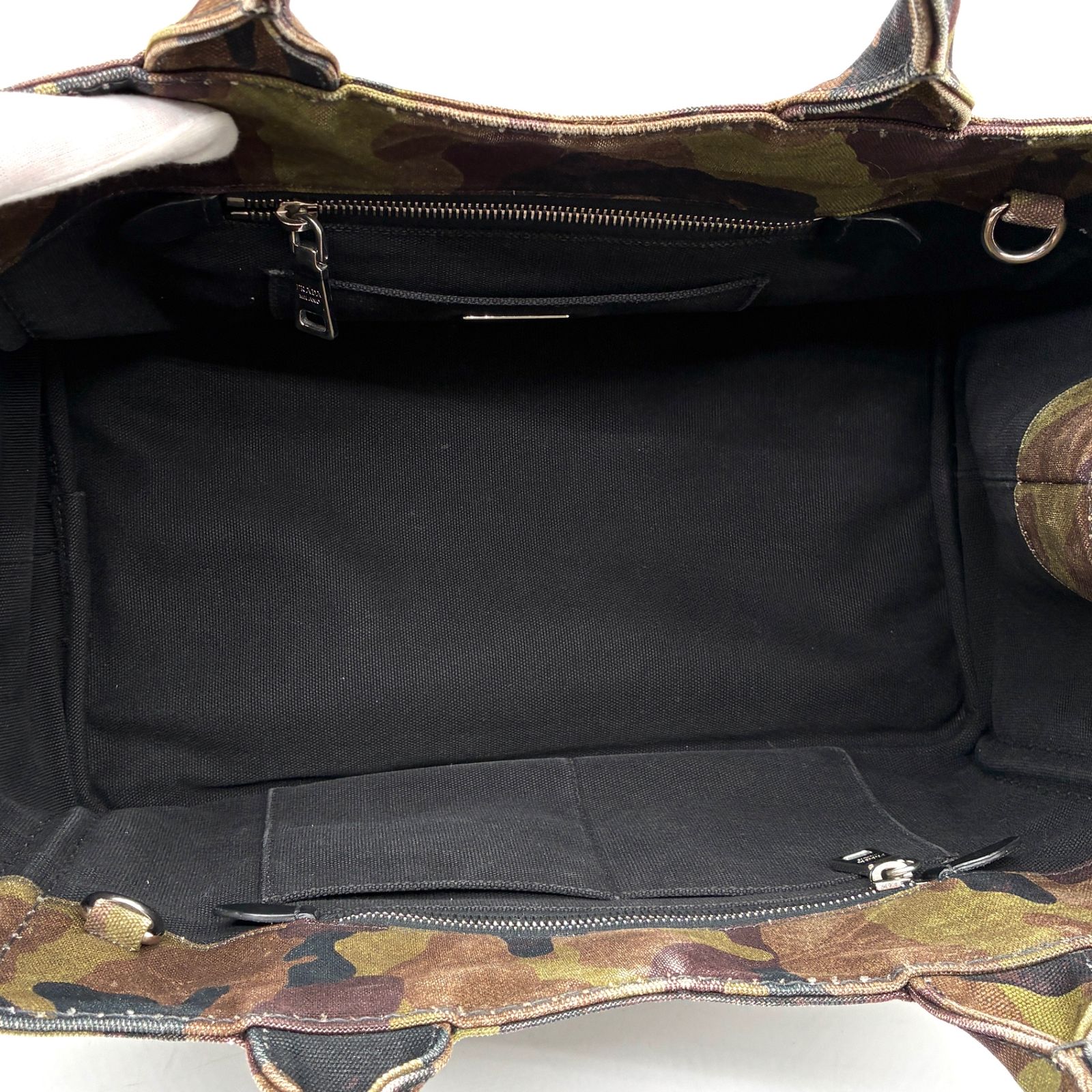 美品 PRADA プラダ 2way ハンドバッグ トートバッグ カナパ L カモフラ 