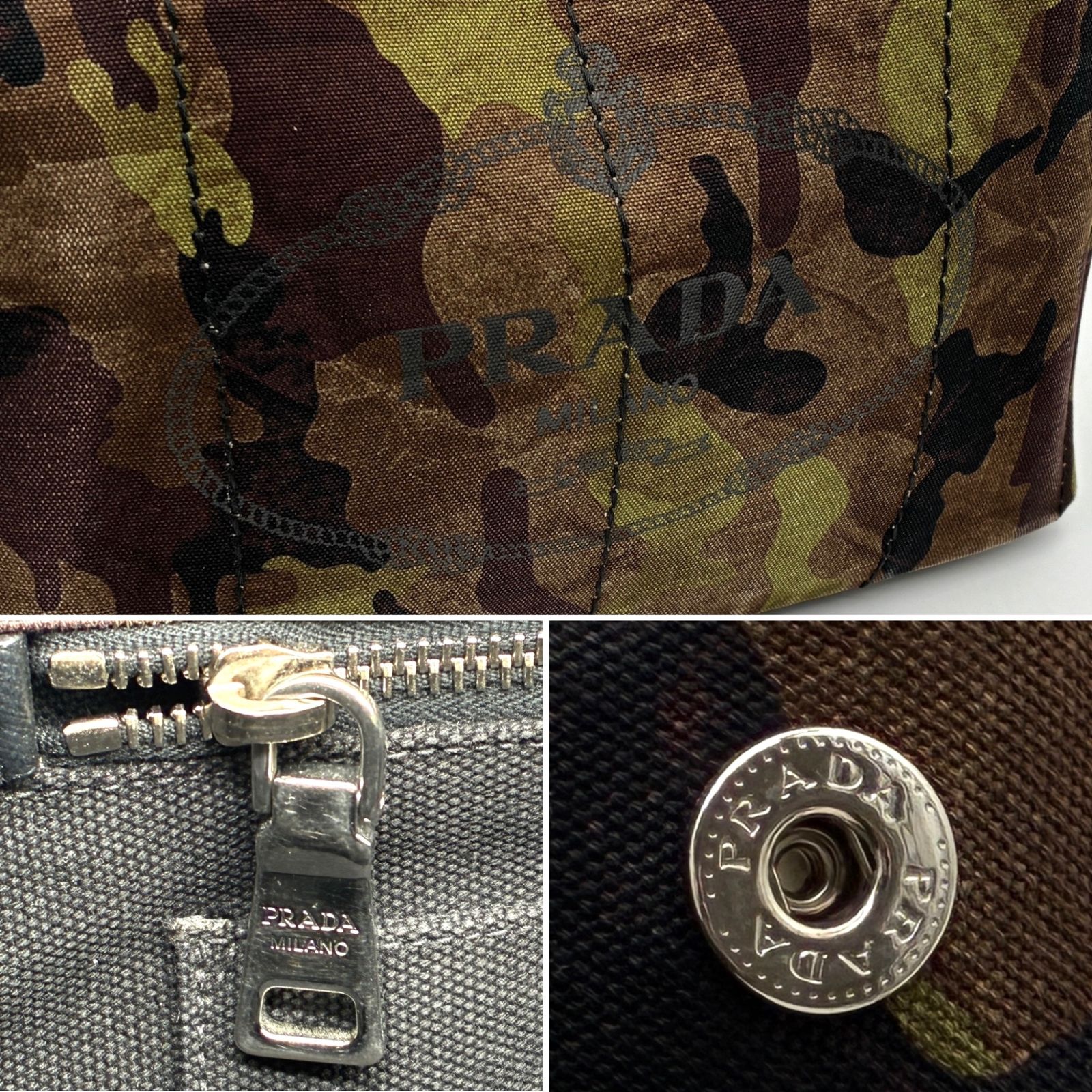 美品 PRADA プラダ 2way ハンドバッグ トートバッグ カナパ L カモフラ 
