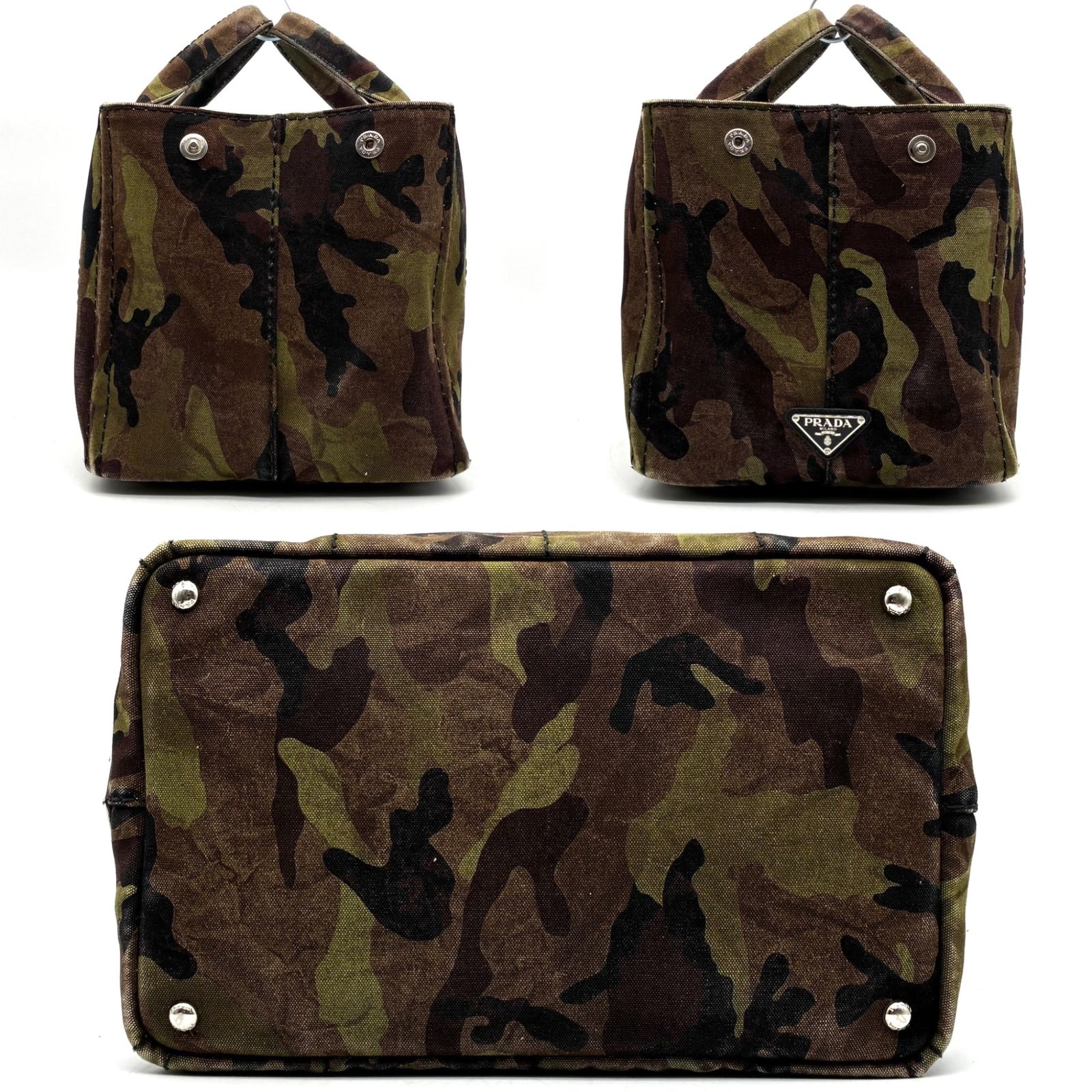 美品 PRADA プラダ 2way ハンドバッグ トートバッグ カナパ L カモフラ 
