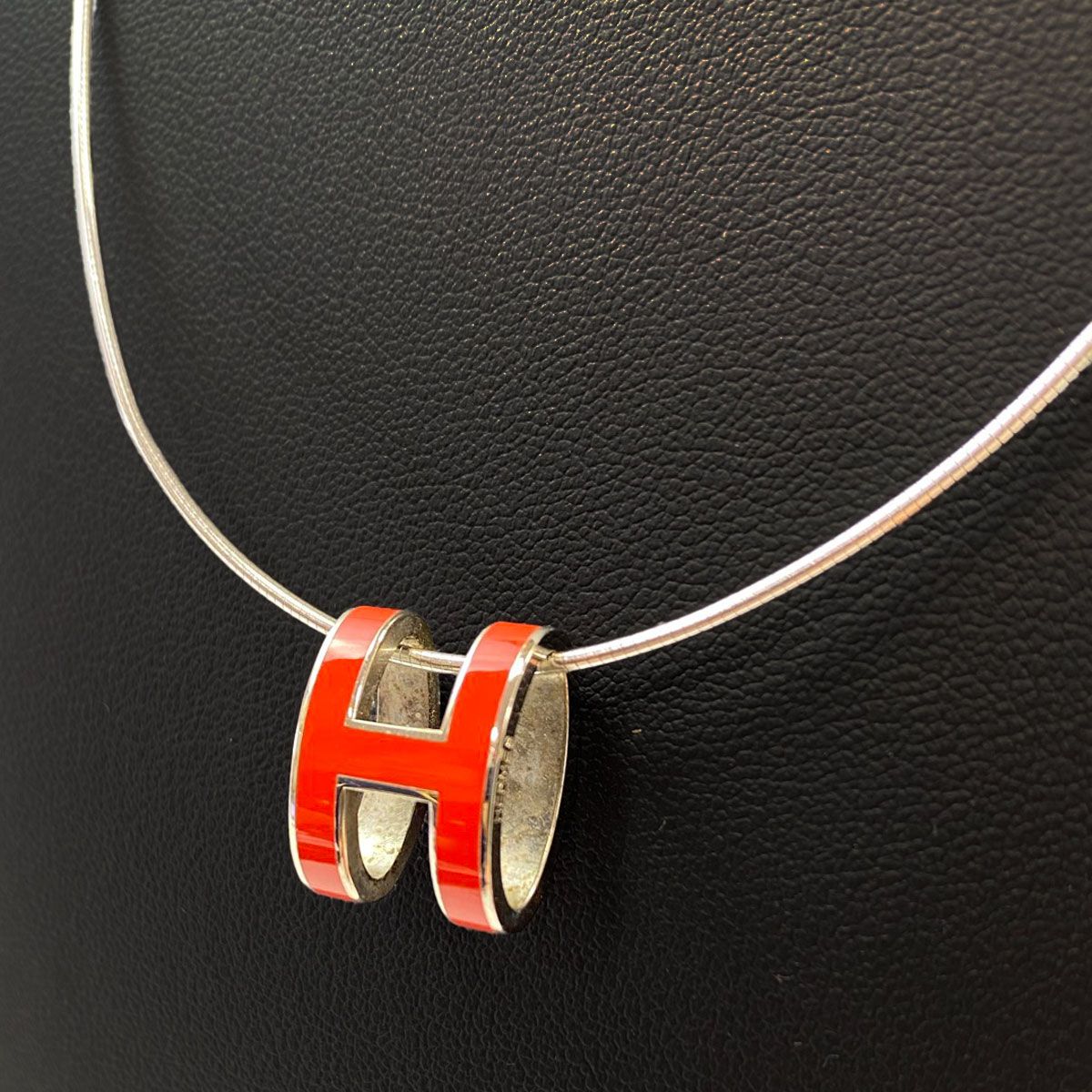 HERMES エルメス ポップアッシュ Hネックレス シルバー×赤 管理番号