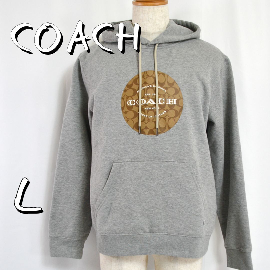 COACHコーチ メンズ シグネチャーロゴプリント裏起毛スウェットプル