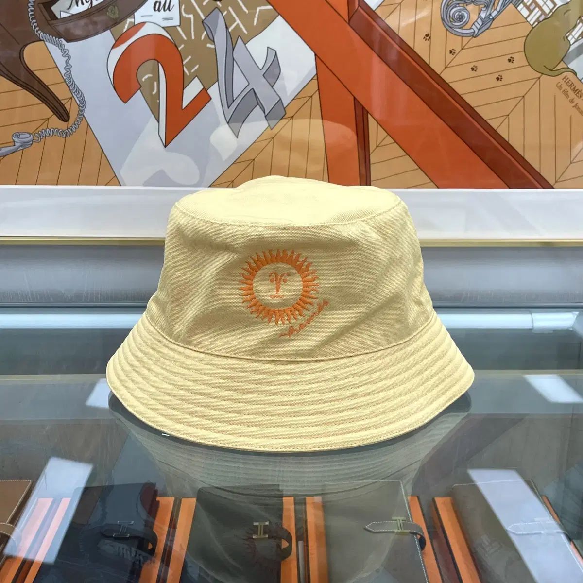 展示級 Hermes サンシャイン コットン バケットハット イェロー 58 