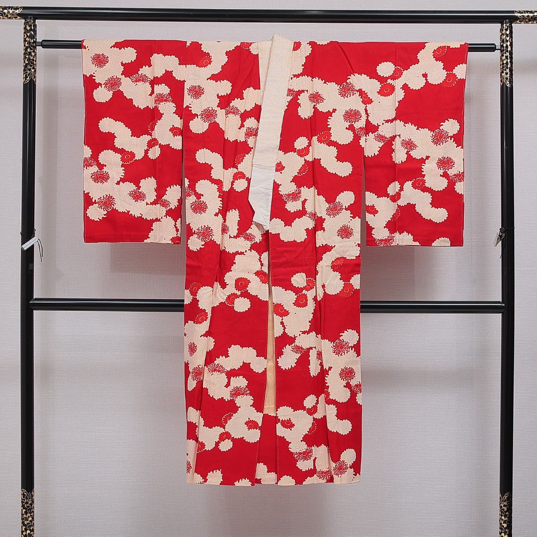 アンティーク 長襦袢 無双袖 身丈131cm 裄丈60cm 正絹 Cランク Lサイズ