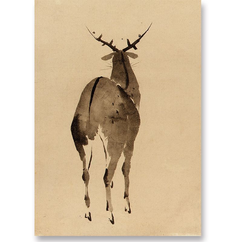 鹿の頭部イラスト A4サイズアートポスター NATURE IN DEER HEAD ☆ 鹿 自然 モノトーン アートポスター｜海外