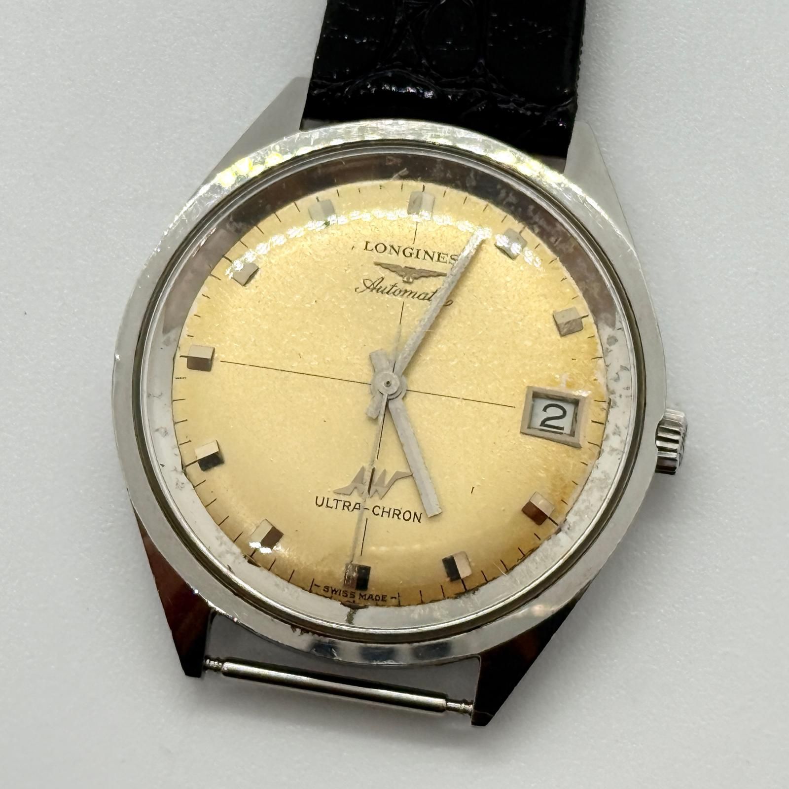 LONGINES ロンジン ウルトラクロン 15643041 ゴールド AT メンズ クロスライン バネ棒取れ ヴィンテージ 腕時計