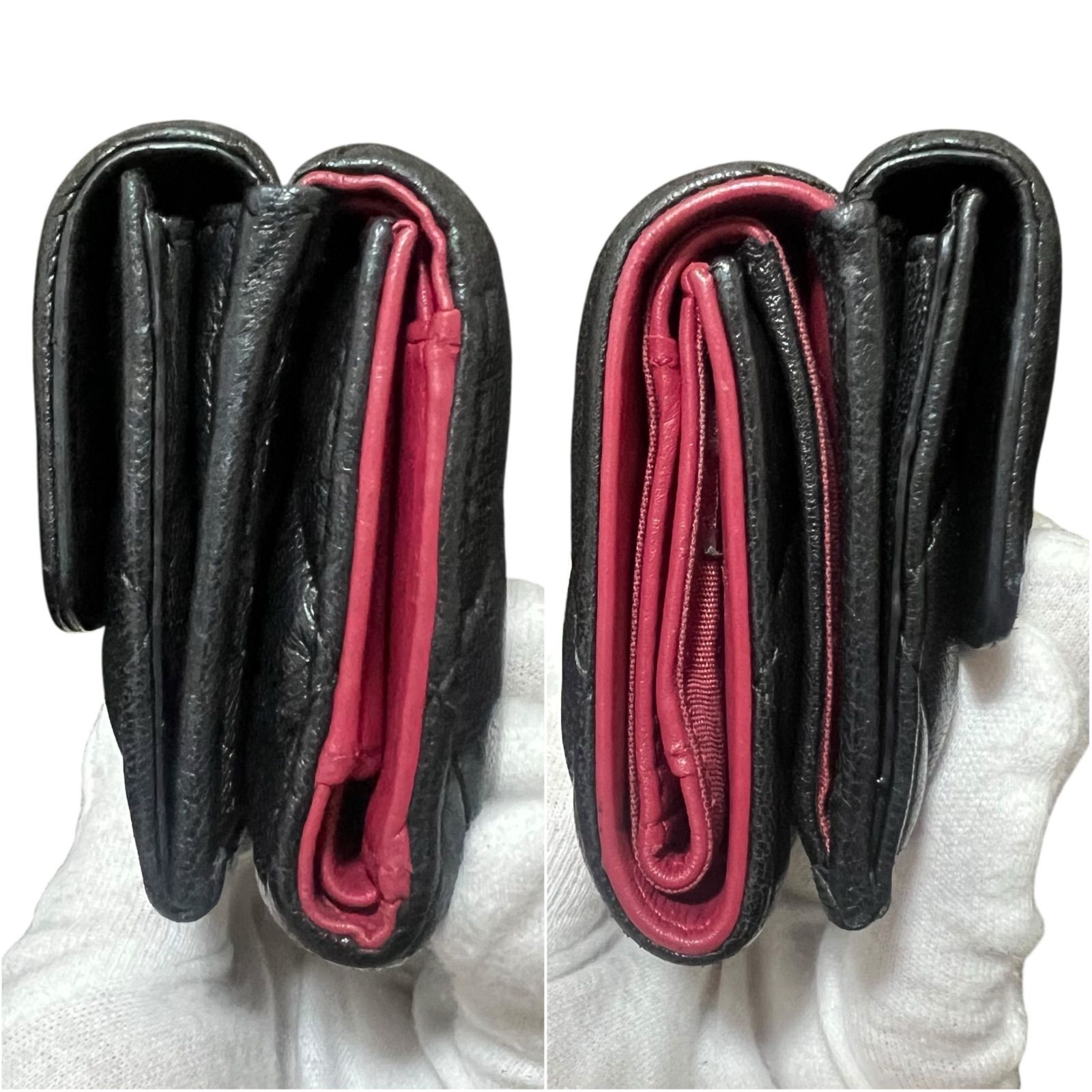 CHANEL シャネル 19 ディズヌフ マトラッセ 三つ折り財布 ミニ財布 黒