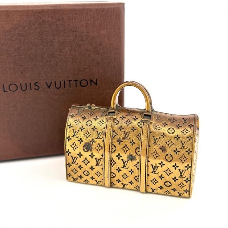 ノベルティ ルイ・ヴィトン LOUIS VUITTON モノグラム キーポルモチーフ ペーパーウェイト ゴールド ボストンバッグ 【鑑定済み】正規品