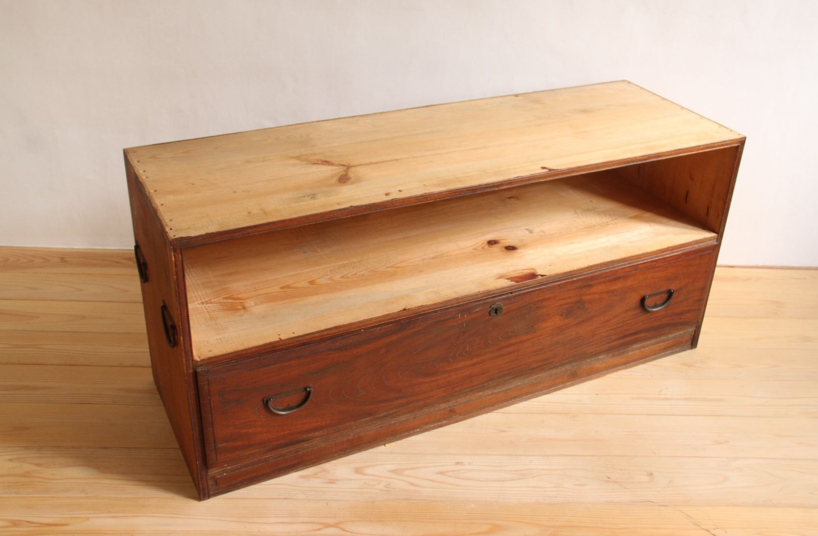 ローボード 収納棚 棚 無垢材 引き出し 古道具 古家具 ビンテージ