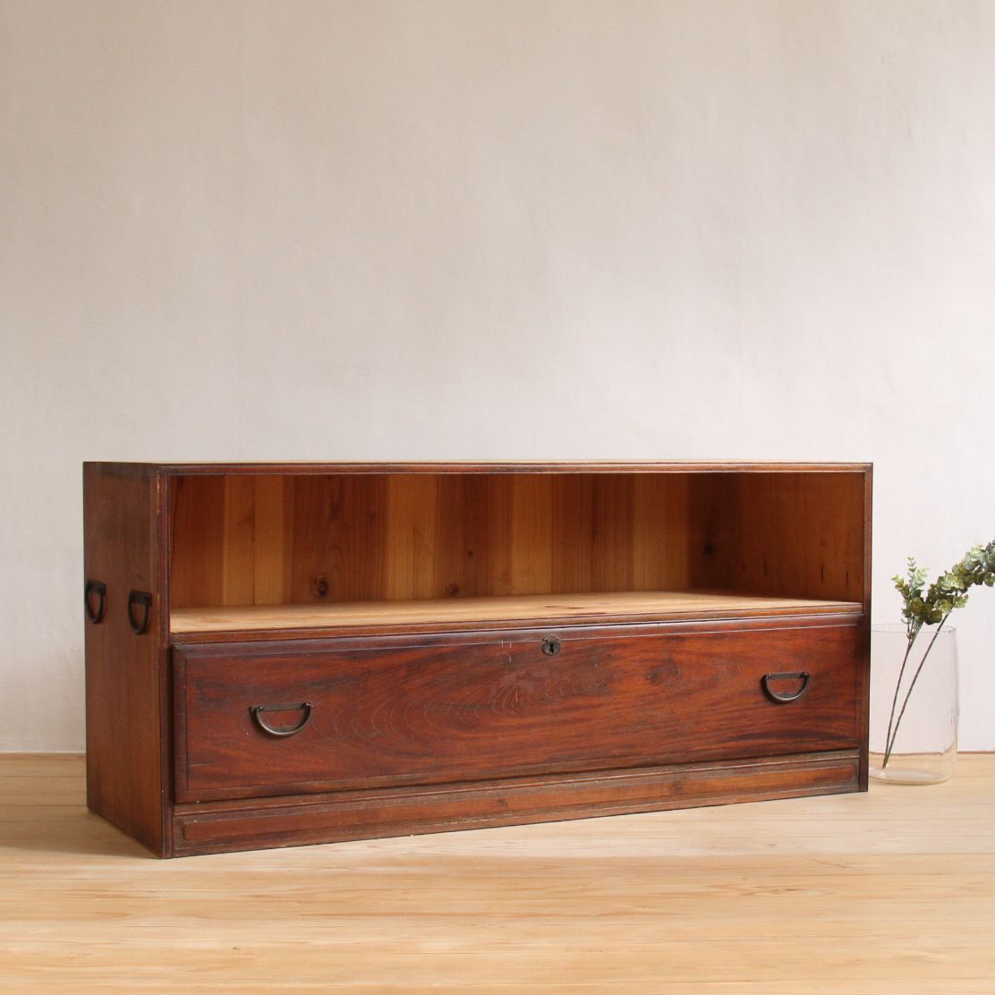 ローボード 収納棚 棚 無垢材 引き出し 古道具 古家具 ビンテージ