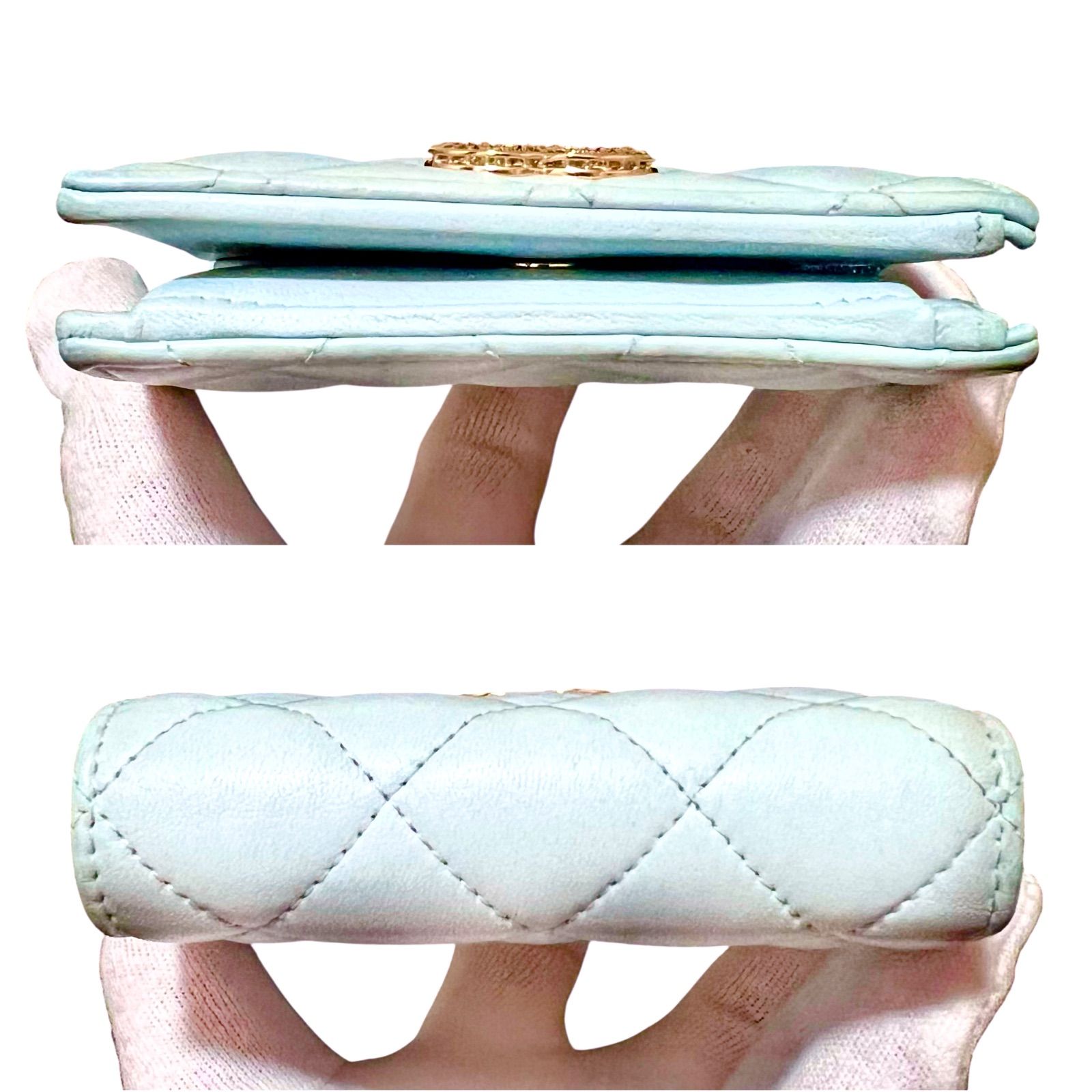 シャネル CHANEL ラムスキン ン マトラッセ 二つ折り財布 コンパクト