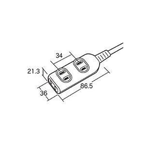 (まとめ) サンワサプライ タップ 2P・3個口 5.0m TAP-3W5N 1個 〔×5セット〕