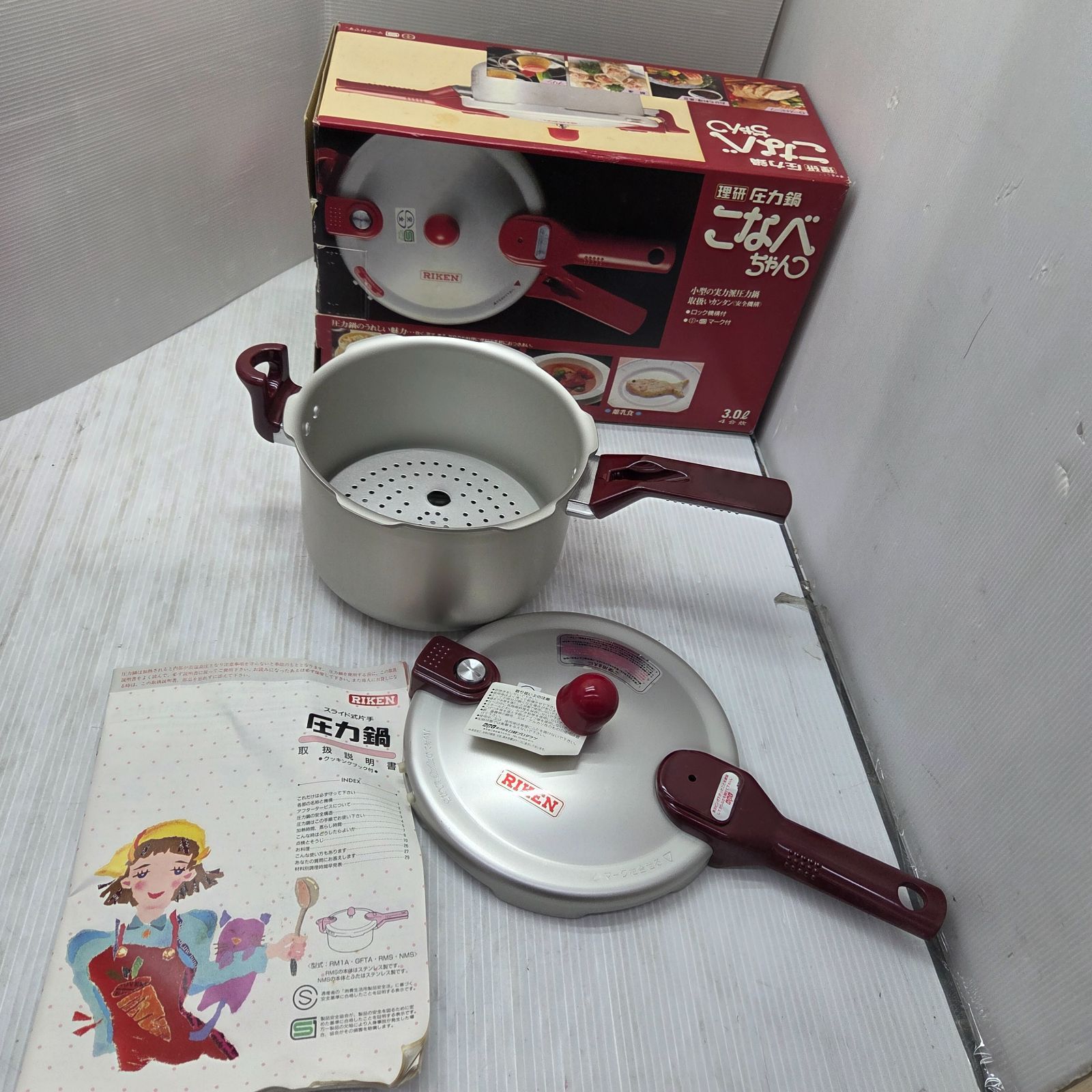2 S02387 理研 リケン 圧力鍋 片手鍋 こなべちゃん RM1 3.0L 4合炊 深 