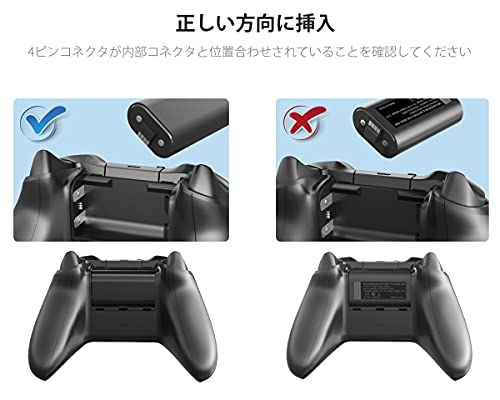 ElecGear Xboxコントローラー用リチウムイオンバッテリーパック、2個1200mAh Li-ion充電式交換用バッテリー電池、2本データおよび充電USBケーブル付き Xbox Series X/SそしてXbox Oneワイヤレスコントロ ELECGEAR XBOXコントローラー用リチウムイオンバッテリーパック、2個
