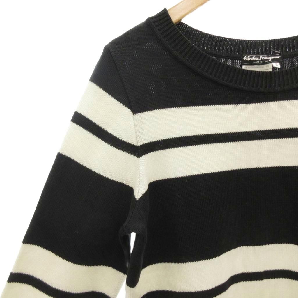 Salvatore Ferragamo - サルヴァトーレフェラガモ 長袖ニット カットソー スリット ライン アイボリー サルヴァトーレフェラガモ Salvatore Ferragamo コットンニット