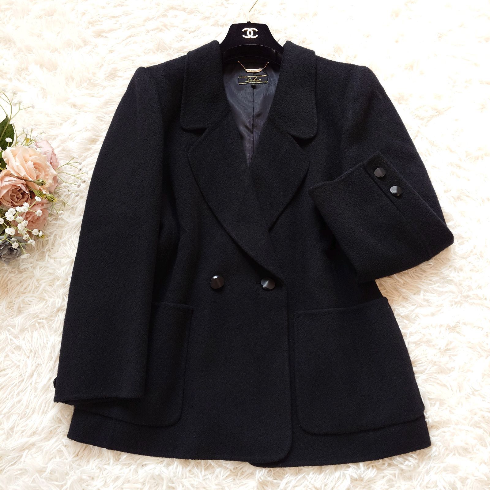 レリアン leilian カシミヤ100% ハーフコート Pコート テーラード