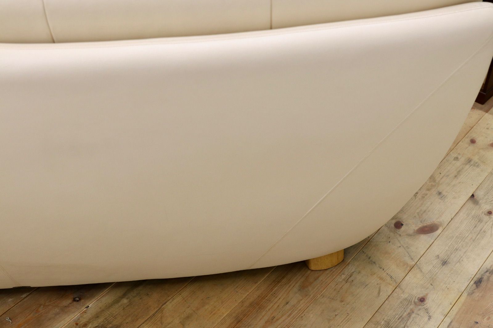  GMIH406○karimoku | カリモク ZT8303 3人掛けソファ トリプルソファ アイボリー色 本革 レザー 長椅子 定価約29.5万 ソファベッド 2人掛け 3人掛けソファ ソファ ソファベッド