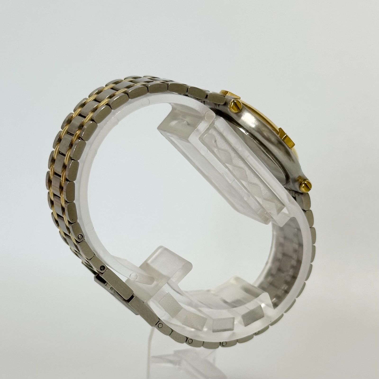 GUCCI グッチ 9000L デイト ゴールド シルバー 黒文字盤 レディース