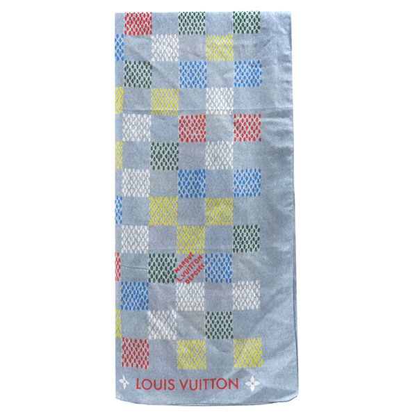 ルイヴィトン LOUIS VUITTON ストール LV バーズ ダミエ デニム シルク