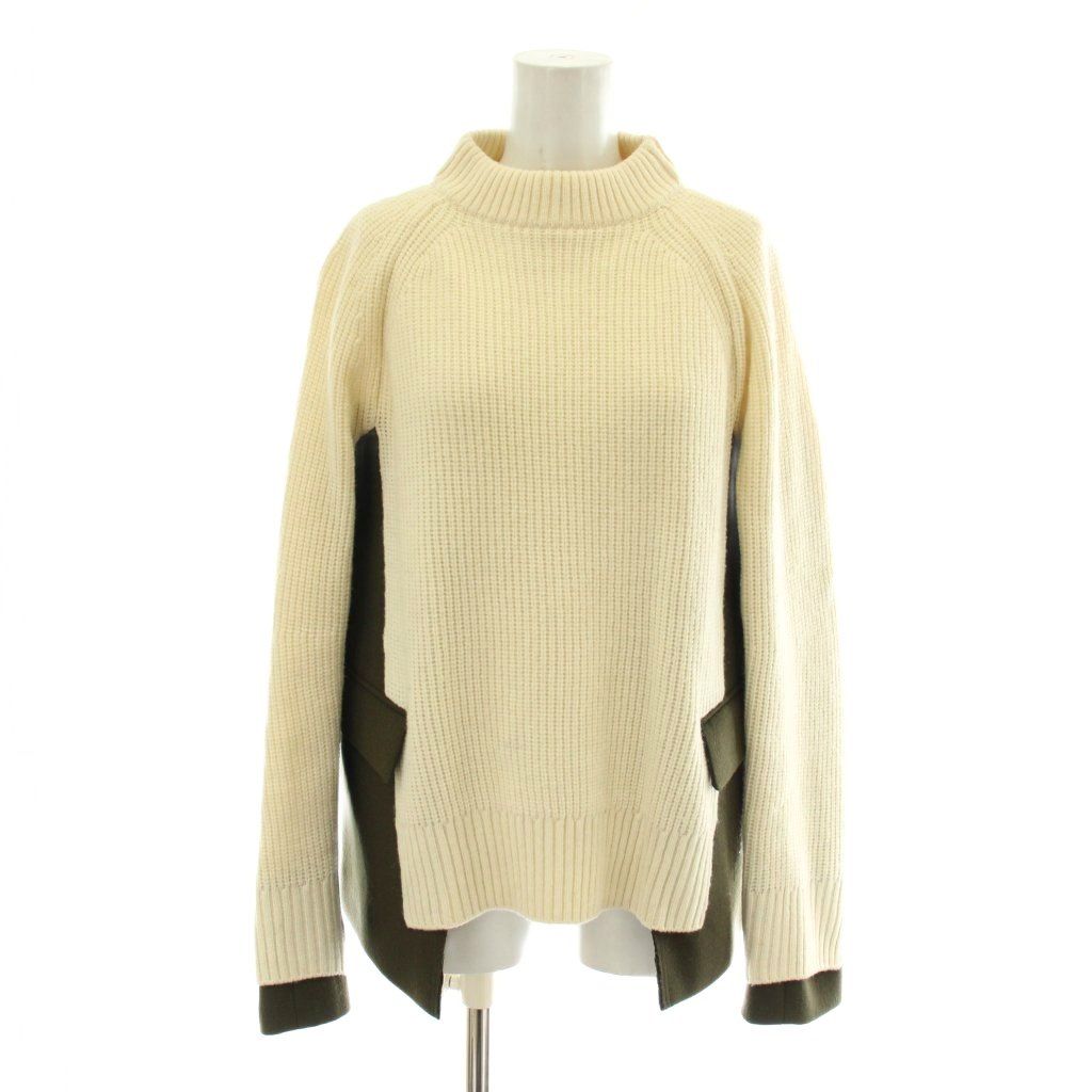 Sacai サカイ 19AW メルトンドッキングフラップポケットプルオーバーニット アイボリー レディース 19-04537 サカイ sacai 19AW メルトンドッキングフラップポケットプルオーバー