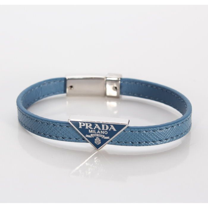 PRADA プラダ サフィアノ レザー ブレスレット ブルー Mサイズ 2Ib289