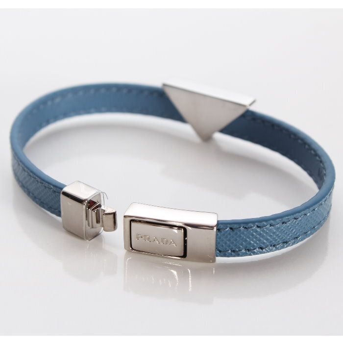PRADA プラダ サフィアノ レザー ブレスレット ブルー Mサイズ 2Ib289